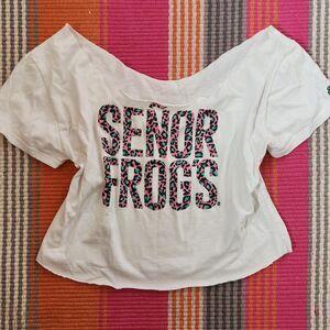 Senor Frogs y2k DIY Pink Glittery crop top